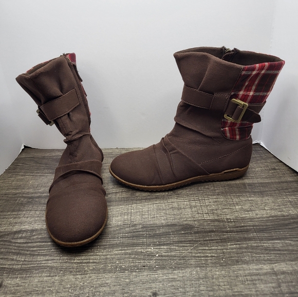 Patagonia Kula Buckle Espresso Plaid Women's 7 Boots T51900 - Picture 1 of 10